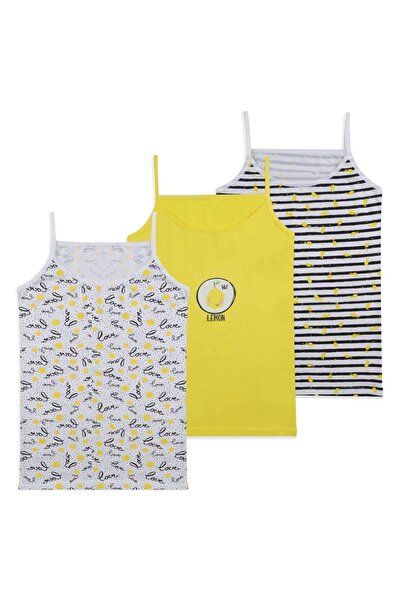 koza iç giyim Girl's 3-Piece Lemon Patterned Tank Top