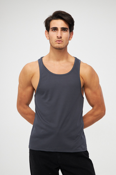YÜKSEL IŞIK Men's Athlete Tank - Anthracite Printed Color