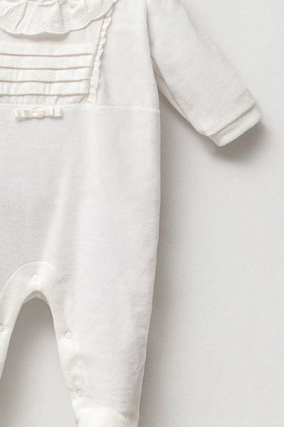 Cassiope Soft Textured and Ruffle Detailed Baby Girl Jumpsuit - Snap Closure