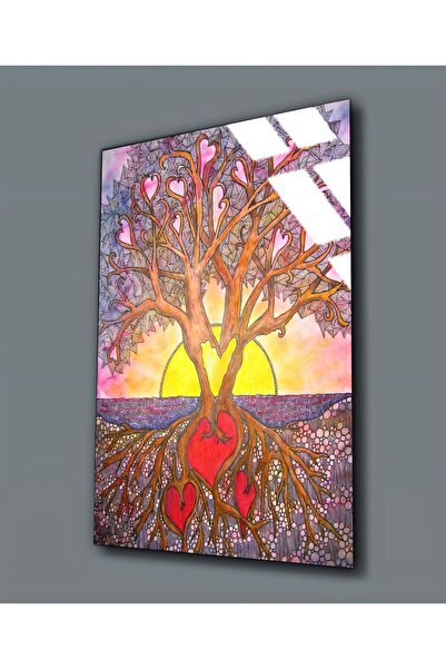 Harikabirev HARİKABİREV | STICLA INERABLE (TEMPERATA) TABLA DE PĂDURE MOR-ROZ-GALBEN 01 | TMTEKLİ