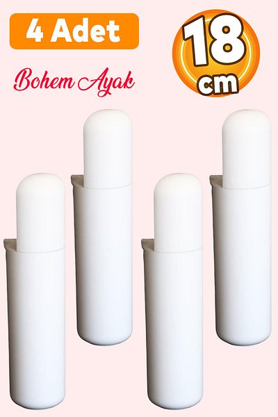 Badem10 Capsula Bohemian (PREMIUM) Mobila Canapea Unitate TV Fotoliu Picioare Baza Picioare Alb 18 Cm 4 Buc