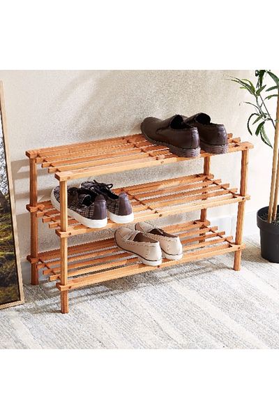 Home Box 3-Tier Wooden Shoe Rack