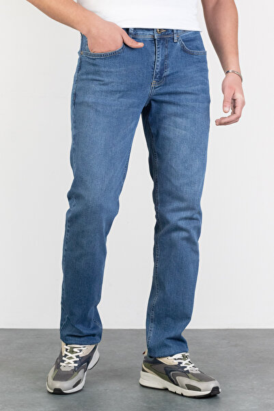 HALAT'S Erkek Danıel Regular Fit Likralı Açık Mavi Jean Kot Pantolon