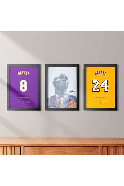 KAYNOCK Set de 3 Kobe Bryant, Los Angeles Lakers, Set de picturi de baschet Poster Painting Design digital