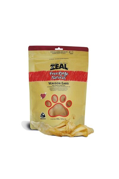 ZEAL طعام للحيوانات الأليفة من آذان لحم الغزال للمضغ للكلاب، 125 جرام