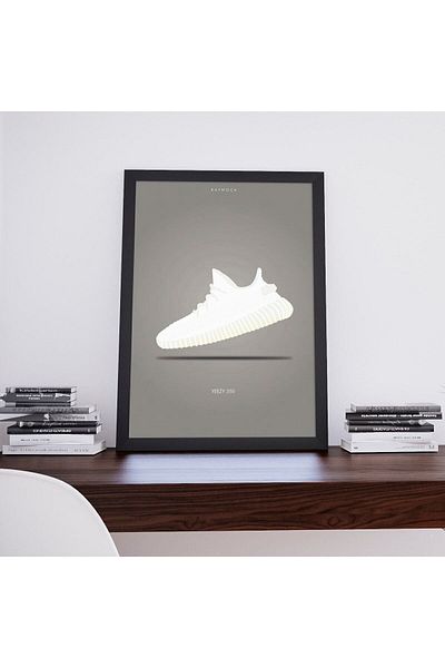 KAYNOCK Yeezy 350 бял плакат, картина с дигитален дизайн