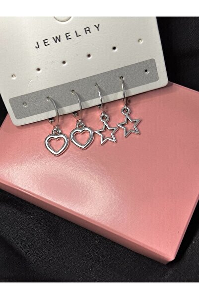 sleyshop kalp yıldız set küpe