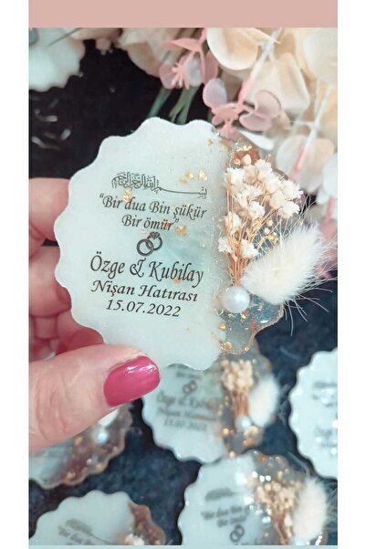 Şeker Evim Epoksi Magnet 70 Adet Gold Süslü Nişan Hediyeligi Nikah Magnet