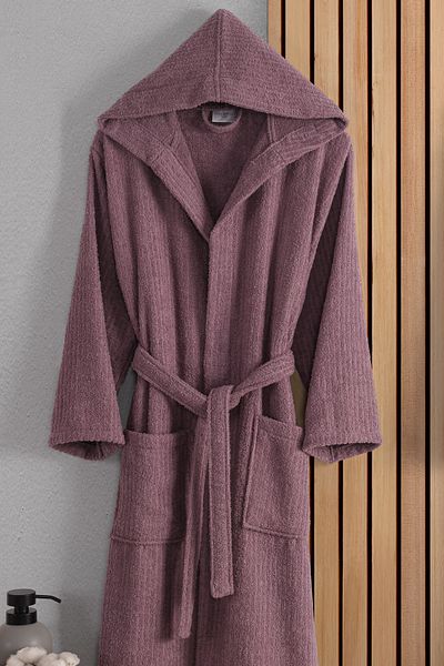 Güvenal EOS Unisex Σετ μπουρνούζι με ριγέ βαμβακερή κουκούλα - ρόμπα και δώρο