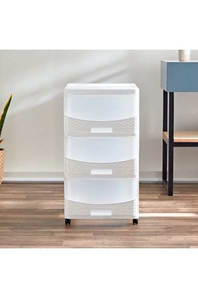 Home Box Kevin 3-Drawer Rattan Storage Cabinet