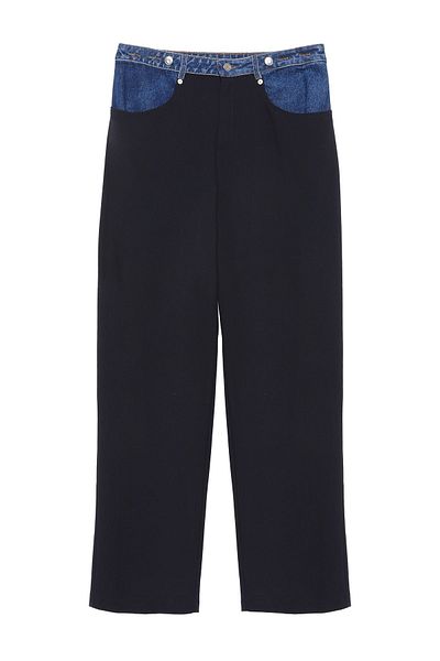 Quzu Jeanshose mit Taillendetail Marineblau