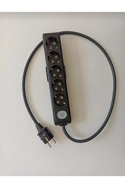 VİKO Ekonomik Siyah 6'li Topraklı Çocuk Korumalı Grup Priz 1 Metre Kablo