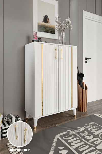 mapahomeliving Lyra Ayakkabılık Metal Kulp Çok Amaçlı Dolap Mutfak Kiler Balk...