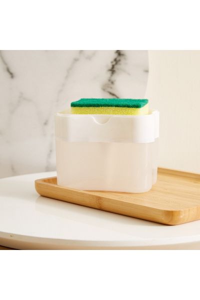 Home Box Mica 2-in-1 Soap Dispenser with Sponge - 14.5x9.5x10.7 cm