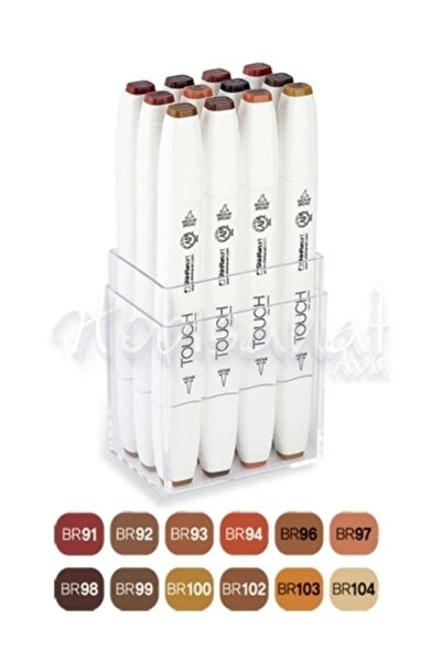 Touch Twin Brush Marker Kalem 12li Set Ahşap Renkler