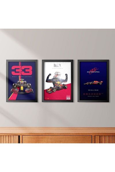 KAYNOCK Set de 3 Max Verstappen, Formula 1, F1, Red Bull, Set de picturi Poster Pictură Design digital