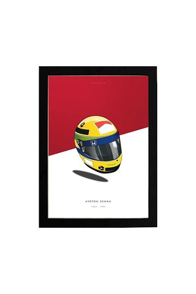 KAYNOCK Ayrton Senna Helmet Poster Painting, Formula 1, Digital Design Painting