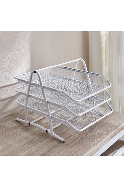 Home Box Mesh 3-Tier File Rack