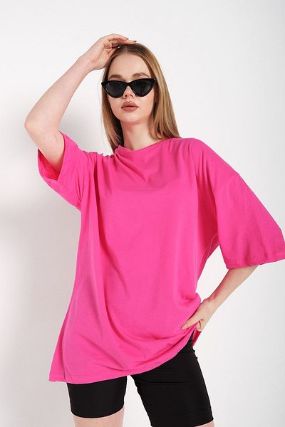 Know Fuchsiafarbenes Oversize-T-Shirt für Damen