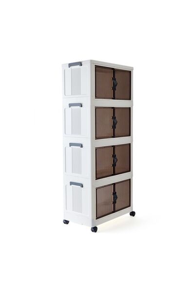 emay home EmayHome Fold & Go 4 Kat Katlanır Dolap - Beyaz - 127x55x31,7 cm