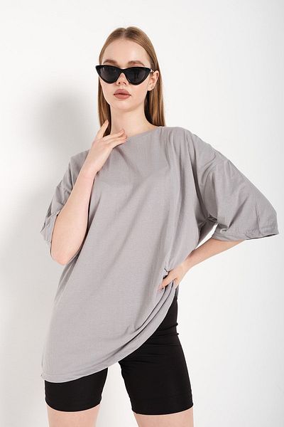Know Γυναικείο μπλουζάκι Βαμμένο Γκρι Oversize