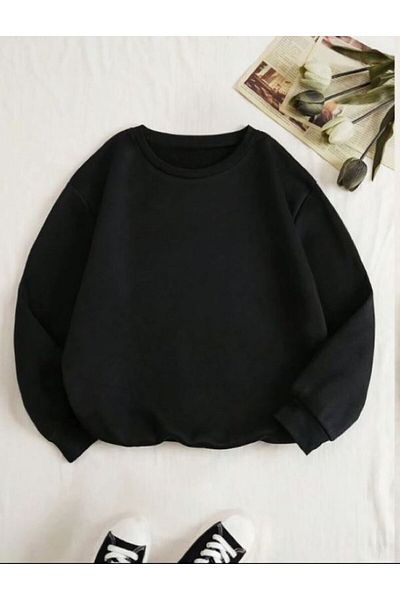 Know Dámská černá mikina Plain Crew Neck Neck