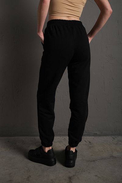 Know Γυναικείο μαύρο ελαστικό παντελόνι Jogger με δύο κλωστές