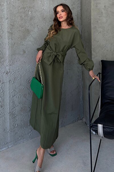 Know Khaki dámské šaty – design v pase s páskem