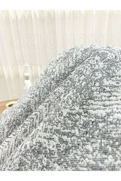 Özlü Home Памучен Диван - Калъф за Разтегателен Диван 170x220 Меланж Сив Нескользящ Пillow.