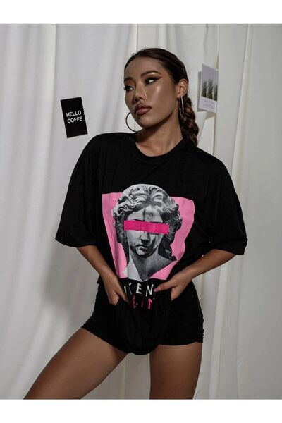 Know Γυναικείο μπλουζάκι με στάμπα μαύρο oversize