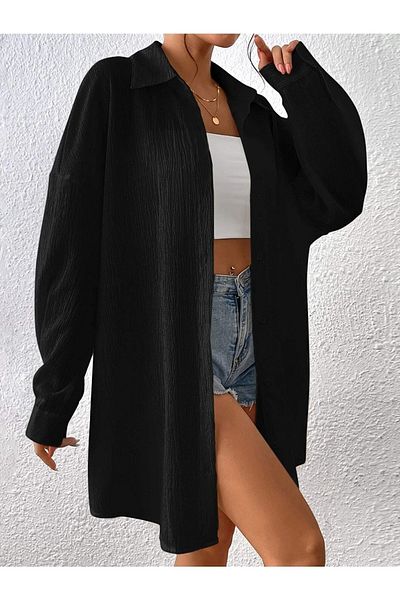 Know Schwarzes Oversize-Longshirt für Damen
