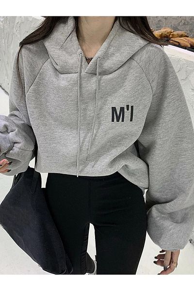 Know Graues Damen-Sweatshirt mit Print in Übergröße M
