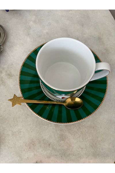 Hatice sakallı design 1 Piece New Year's Christmas Gold Coffee Spice New Year's Dessert Spoon (Star)