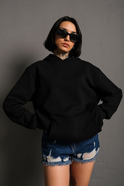 Know Women's Black Oversize Hooded Sweatshirt 000
