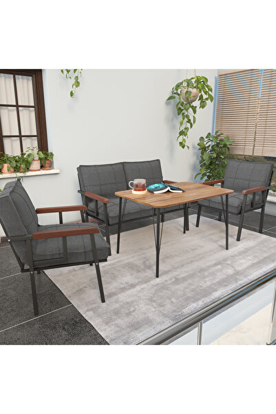 Mygusi Modern Balkon, Bahçe, Cafe - Metal Kanepe Koltuk Takımı - 2 1 1 60x90c...