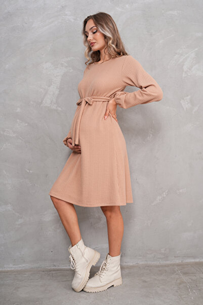 Miss Dünya Lissa Μίντι φόρεμα εγκυμοσύνης και μητρότητας με μακρυμάνικο πλέγμα μαλλιών