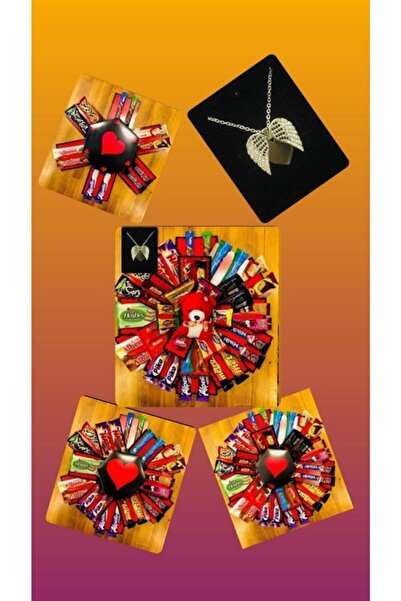 1H2M Hediyelik Çikolatalı Kutu Melek Kanat Kolye Hediyeli 1h2mhediyelik