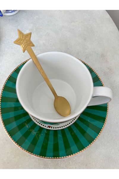 Hatice sakallı design 1 Piece New Year's Christmas Gold Coffee Spice New Year's Dessert Spoon (Star)