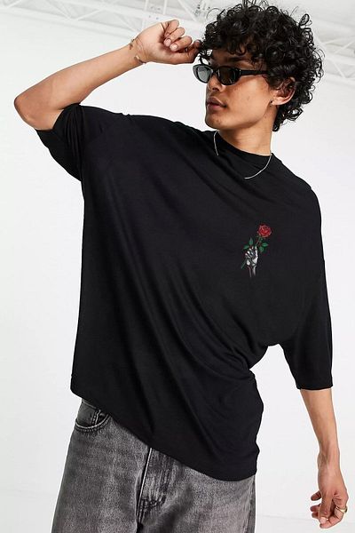 Know Μπλουζάκι Oversize Rose Unisex Μαύρο