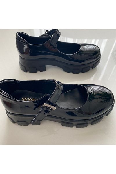 DEEFWEAR Black Patent Leather Harajuku Style Lolita Shoes