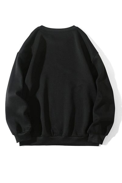 Know Women's Black Oversize Stay In Printed Sweatshirt