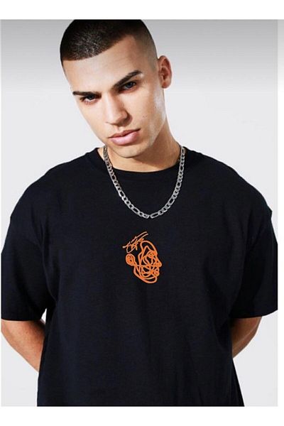 Know Ανδρικό T-Shirt με μαύρο πορτοκαλί μεγάλο μέγεθος