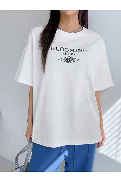 Know Μπλουζάκι Blooming Vitality με εμπριμέ λευκό υπερμεγέθη