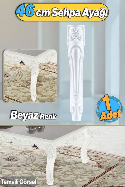 Badem10 Erva Picior Masa de Cafea Plastic 46cm Culoare Albă Picior Mediu Masa de Cafea Extensibilă Mobilier Picioare Masa Alb 1Buc