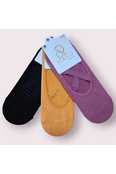 Fanilam 3 чифта дамски чорапи с нехлъзгаща се подметка от силикон в цвят бамб...