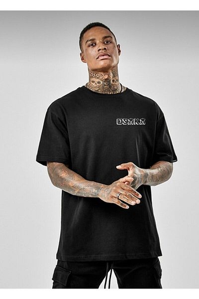 Know Unisex Oversize Osaka εμπριμέ μαύρο μπλουζάκι