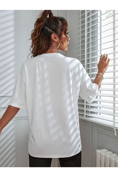 Know Tricou oversize cu imprimeu White Angel Baby de damă
