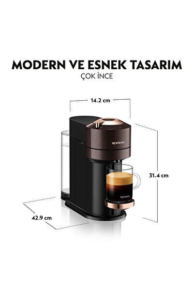 Nespresso Vertuo Next Premium Kahverengi Kahve Makinesi ve Süt Köpürtücü Aksesuar