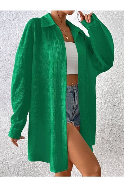 Know Dámská zelená oversize dlouhá košile