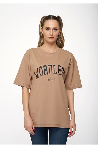 Know Γυναικείο μπλουζάκι Oversize Mink χωρίς λόγια με στάμπα